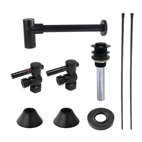 Plumbing Sink Trim Kit with Bottle Trap and Drain, Matte Black